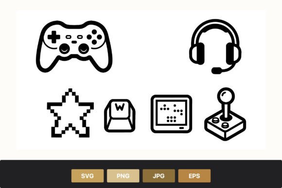 Black and White Gaming Controller Icons