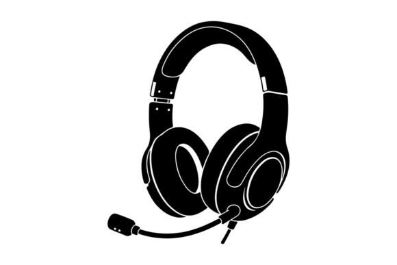 Black Over-Ear Gaming Headset Vector Ill