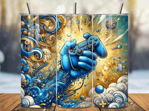Blue Gaming Hand Abstract Tumbler Wrap: A Creative Solution for Custom Tumblers