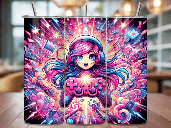 Chibi Girl Gaming Controller Tumbler