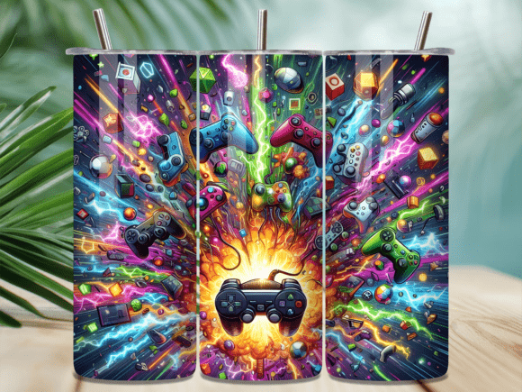 Colorful Gaming Burst Controller Tumbler: A Creative Twist for Custom Tumbler Designs