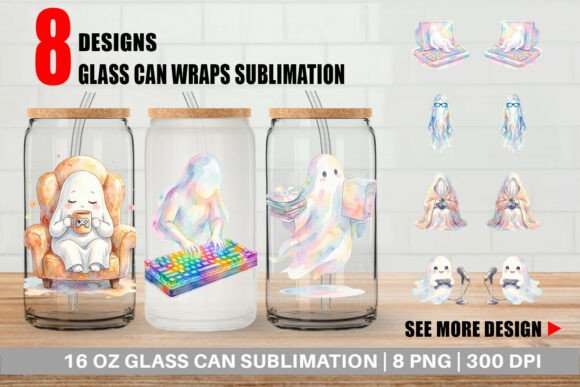 Cozy PC Gaming Ghost Glass Can Wrap