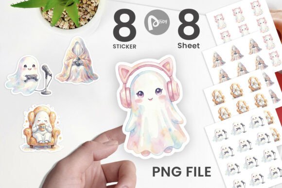 Cozy PC Gaming Ghost Sticker Clipart