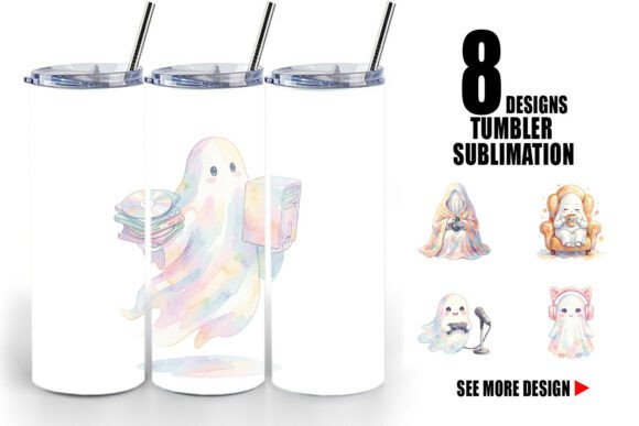 Cozy PC Gaming Ghost Tumbler Wrap PNG