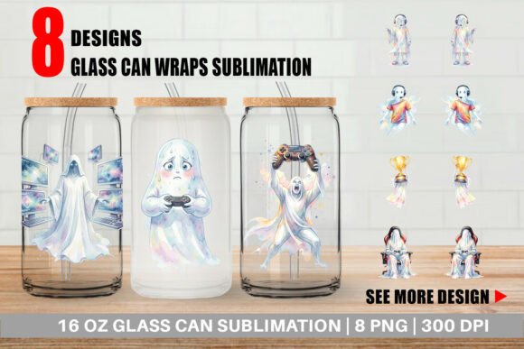 Customize Your Libbey 16oz Glass Can with a Watercolor Ghost Design