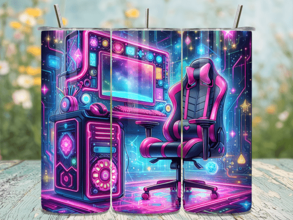 Cyberpunk Gaming Station Glow Tumbler Wr: A Digital Design for Modern Creators