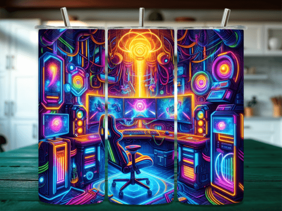 Cyberpunk Gaming Station Tumbler Wrap