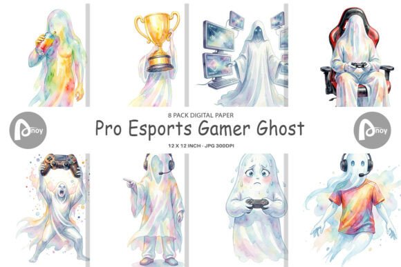 Discover the Artistic Power of Watercolor Gaming Ghost Digital Paper