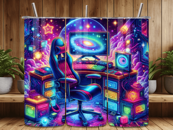 Galaxy Gaming Setup Station Tumbler Wrap for Customized Drinkware