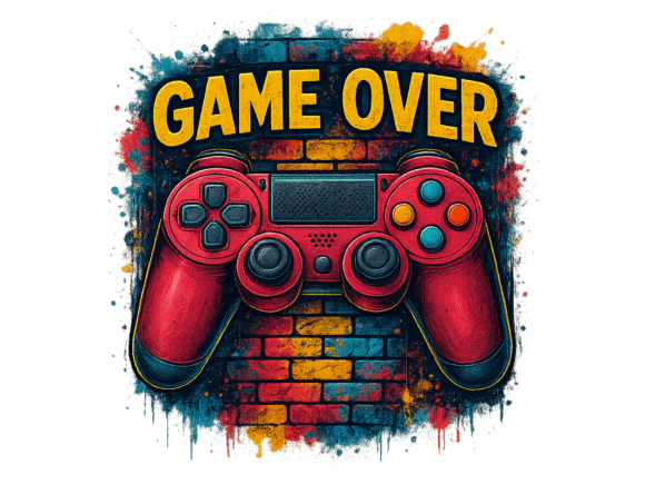Game Over Graffiti Gaming Neon PNG: A Bold Visual Statement for Creators and Businesses