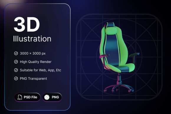 Gaming Chair 3D Icons for Modern Design and Digital Projects
