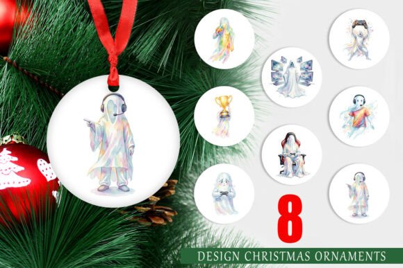 Gaming Ghost Watercolor Ornament PNG: A Unique Addition to Your Christmas Decor