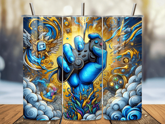 Gaming Hand Fist Blue Digital Tumbler Wr