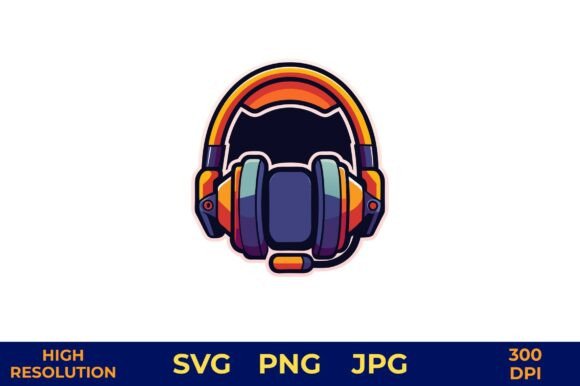 Gaming Headset Vector in Rainbow Colors