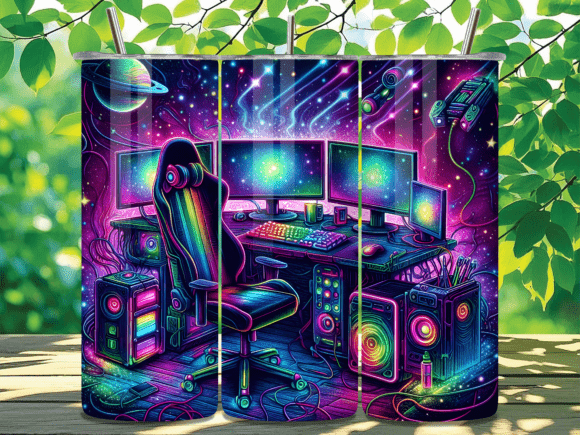 Gaming Room Desktop Tumbler Wrap