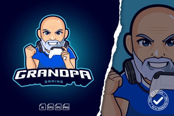 Grandpa Esport Gaming Editable Logo
