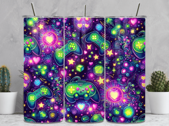 Kawaii Gaming Controller Pattern Tumbler: A Trendsetting Design for Modern Creators