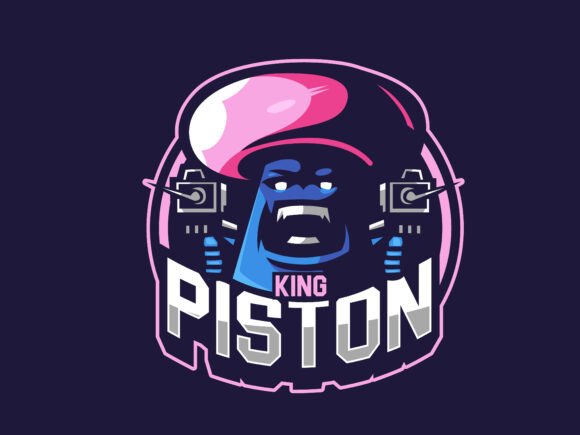 King Piston Mascot Logo Gaming Espor