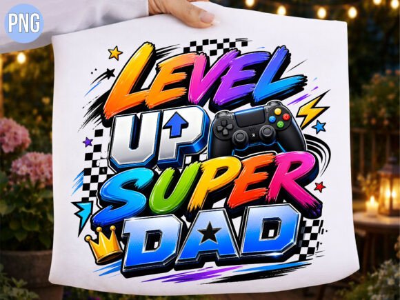 Level Up Super Dad Gaming Father PNG