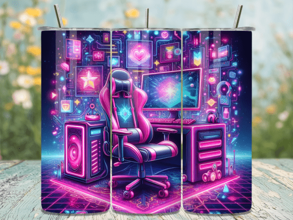 Neon Gaming Desk Setup Chair Tumbler: A Modern Fusion of Style and Function