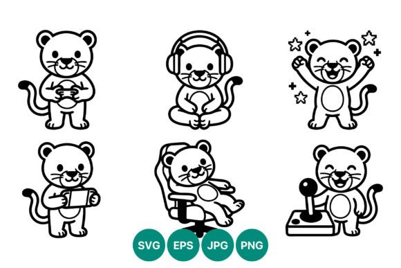 Playful Cat Gaming Icons
