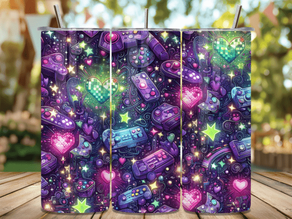 Purple Retro Gaming Hearts Tumbler Wrap: A Stylish and Practical Solution for Your 20-Oz Skinny Tumbler