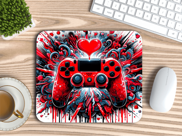 Red Gaming Controller Heart Art Mousepad: A Fusion of Style and Function