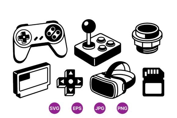 Retro Gaming Controller Icons for Modern Design Workflows