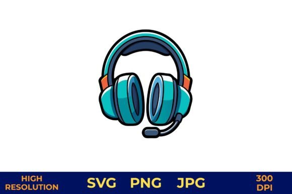 Teal Gaming Headset Vector Illustration: A Versatile Design for Esports and Streaming