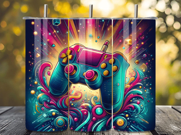 Vibrant Gaming Controller Artwork Tumble