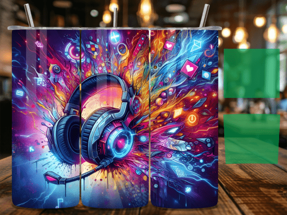 Vibrant Gaming Headset Art Tumbler Wrap: A Strategic Tool for Creative Expression and Branding