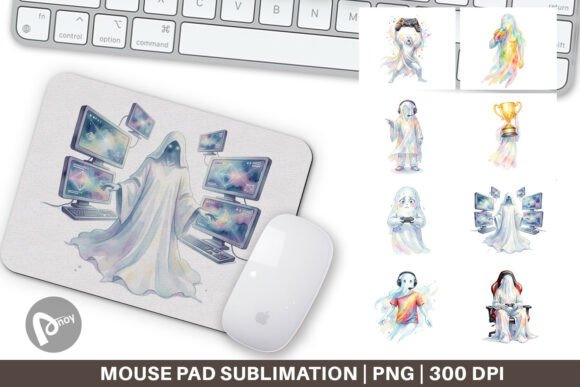 Watercolor Ghost Gaming Mouse Pad Design: A Creative Addition to Your Workspace