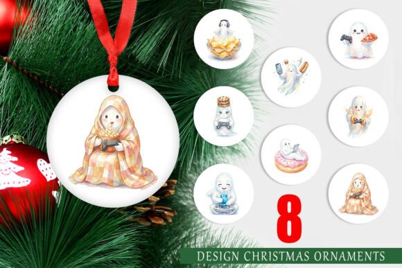 Watercolor Snack Gaming Ghost Ornament: A Unique Addition to Your Christmas Decor